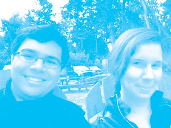 A photo of us with just the cyan component visible