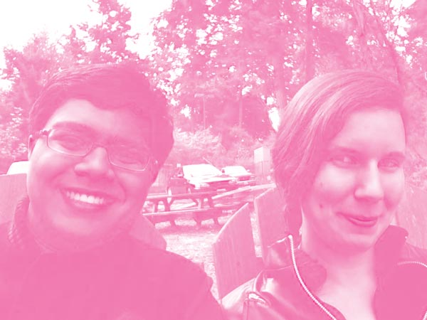 A photo of us with just the magenta component visible
