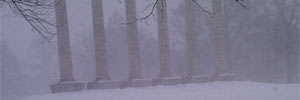 The columns at Mizzou surrounded by snow from the aforementioned blizzard